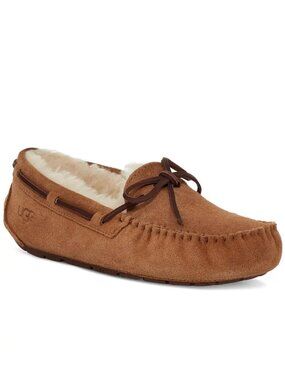 UGG 'Dakota' UGGpure-Lined Suede Moccasin Slippers, Chestnut